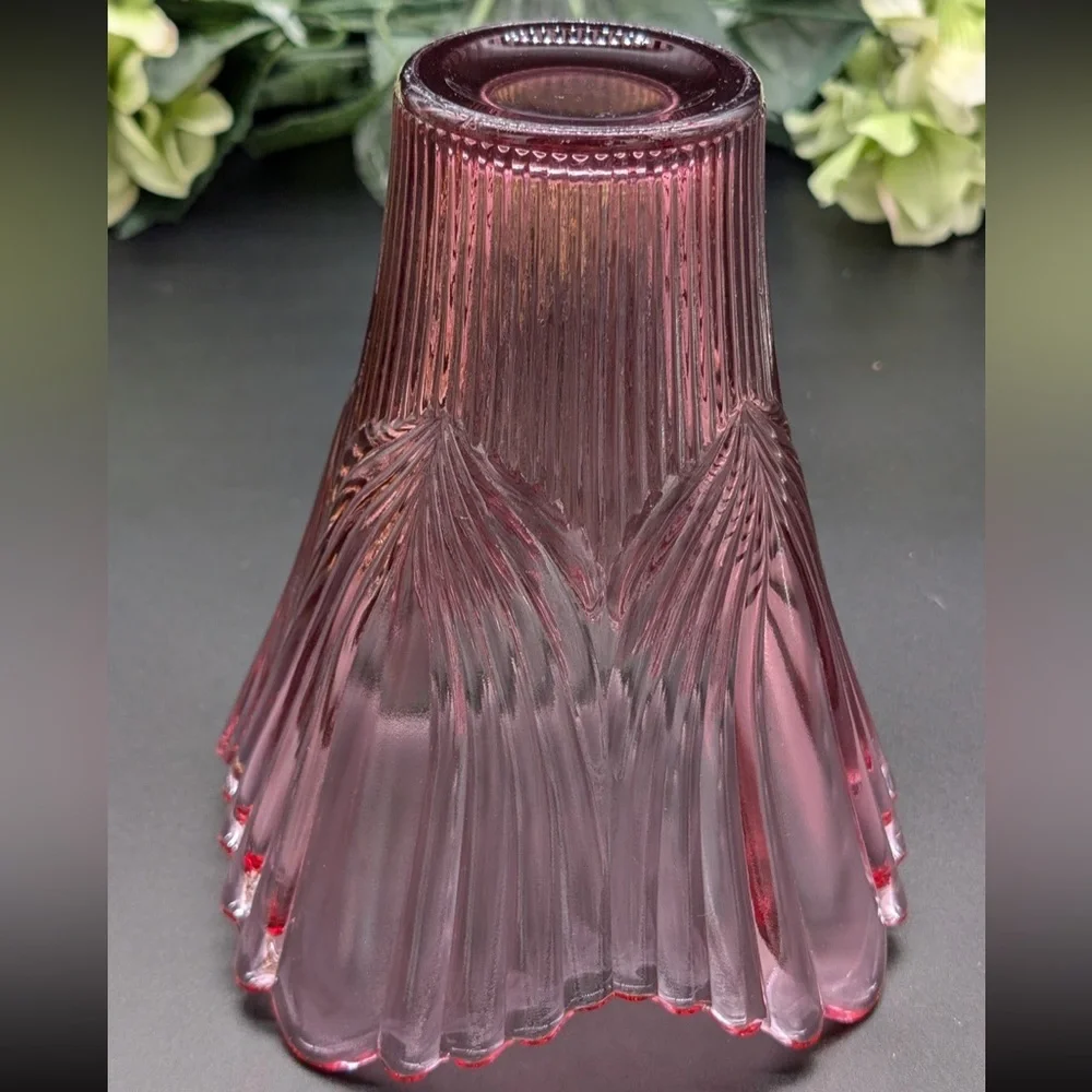Fenton Dusty Rose Cranberry Ruffled Tulip Vase – 1970s Art Glass Collectible